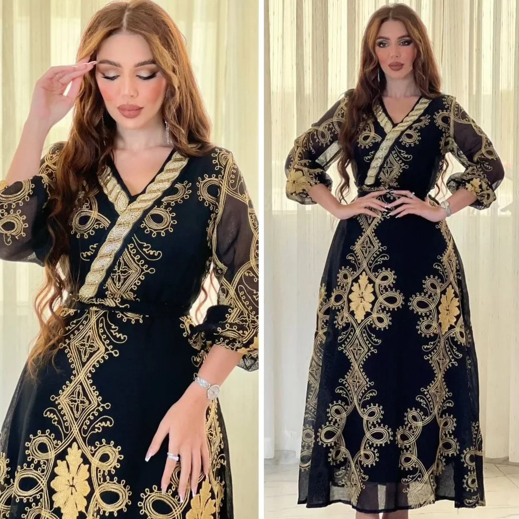 

Свободное платье Eid Abaya, роскошное мусульманское женское платье с вышивкой, женское платье, кафтан, платье, арабское турецкое платье