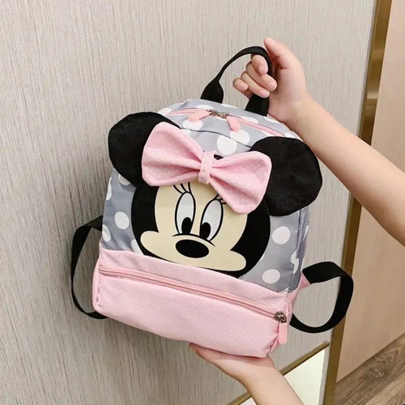 Милый рюкзак Disney для маленьких мальчиков и девочек, детская Милая школьная сумка розового цвета с Минни и Микки Маусом для детского сада