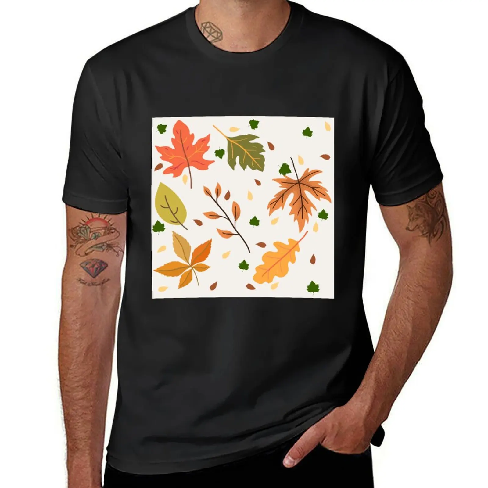 

Fall leaves pattern T-Shirt tees Short sleeve tee Blouse T-shirt men