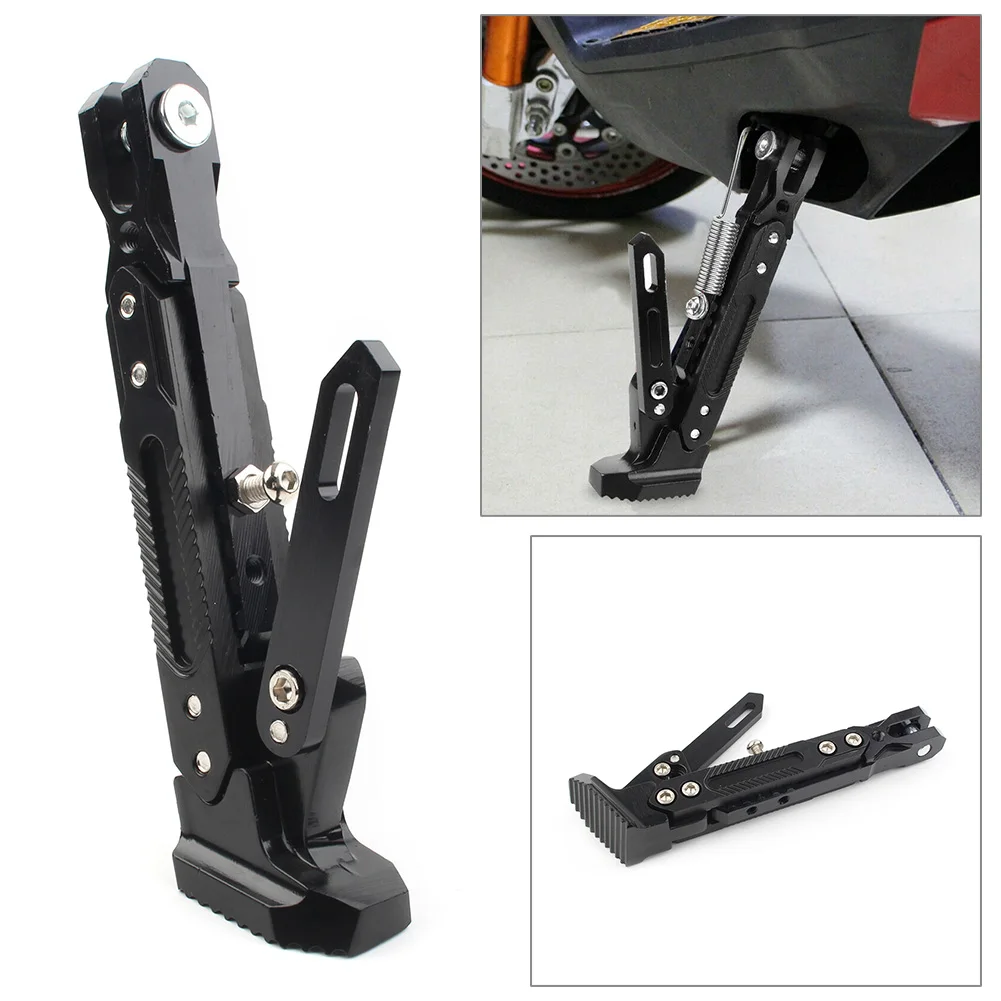 

Stainless steel Motorcycle Non-slip Adjustable Kickstand Foot Side Support Stand Black