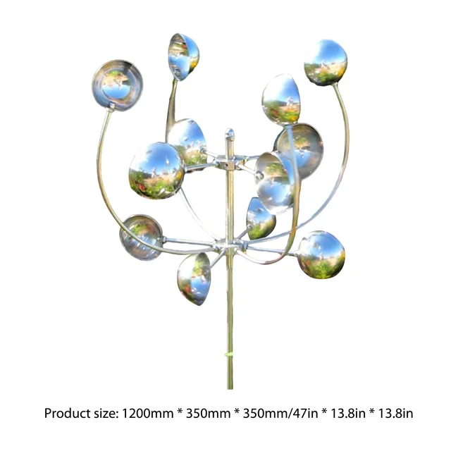 Dekoratív Szélmalmok Kovácsoltvas Kültéri Szélmalom Szobor Ezüst Művészeti Kézműves Udvari Dísz Otthoni Dekoráció A Gyepkerthez - Image 6