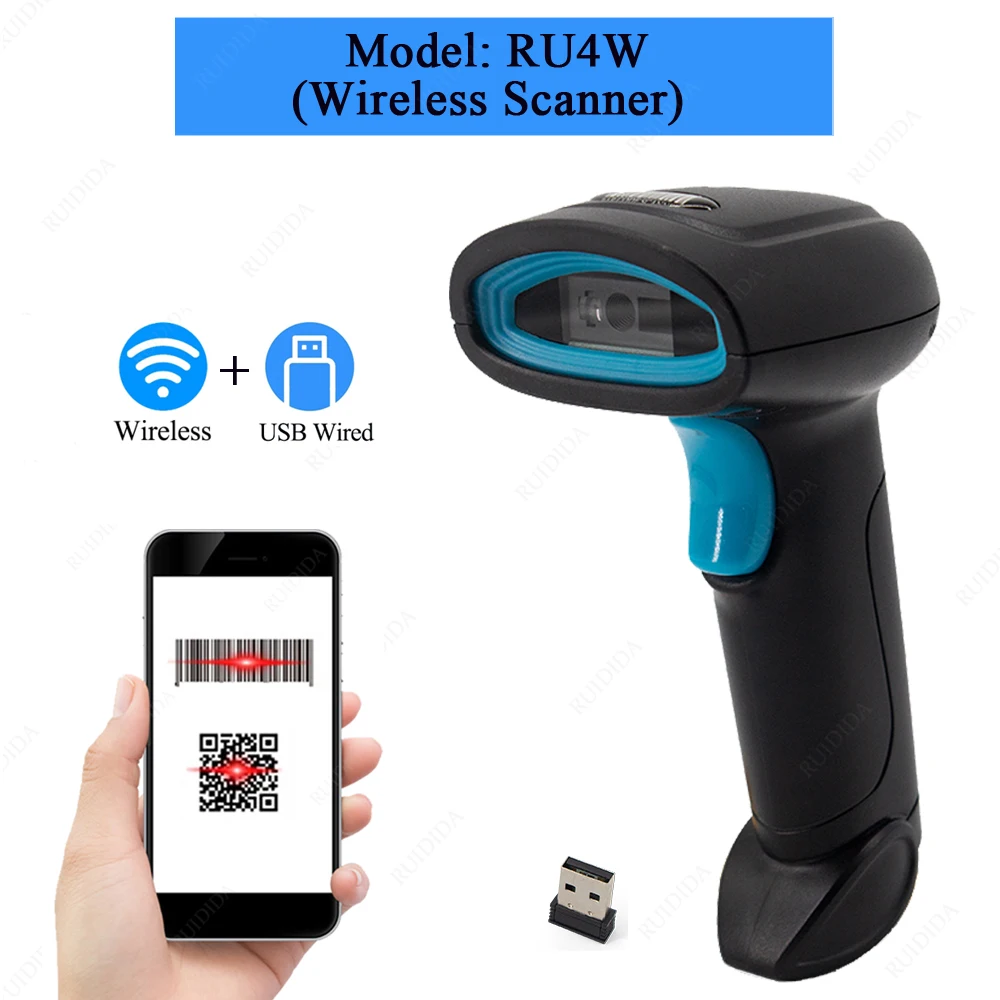 Barcode Scanner 1D 2D 2.4G Wireless or Wired or Bluetooth Handheld Barcode Reader USB Bar code Scanner QR PDF DataMatrixCode
