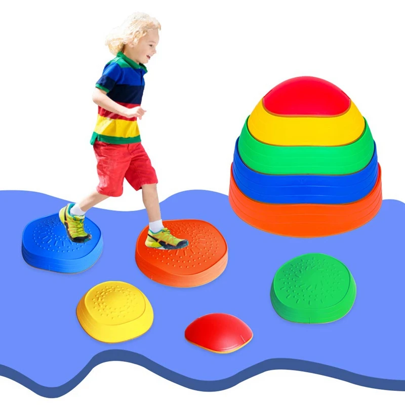 

5 PCS Rainbow Crossing River Stepping Stones Kids Portable Stackable Wave Blocks For Balance Coordination Toys