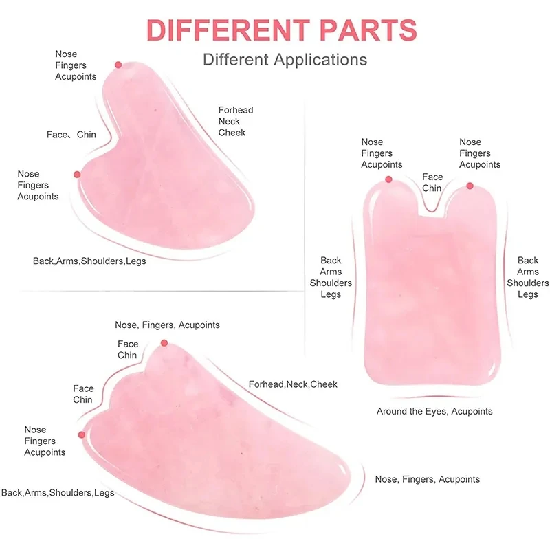 Gua Sha Board Natural Rose Quartz Gua Sha Jade Facial Beauty Scraping Massage Tools Firm Skin Care Face Gua Sha SPA Physical Therapy Massager
