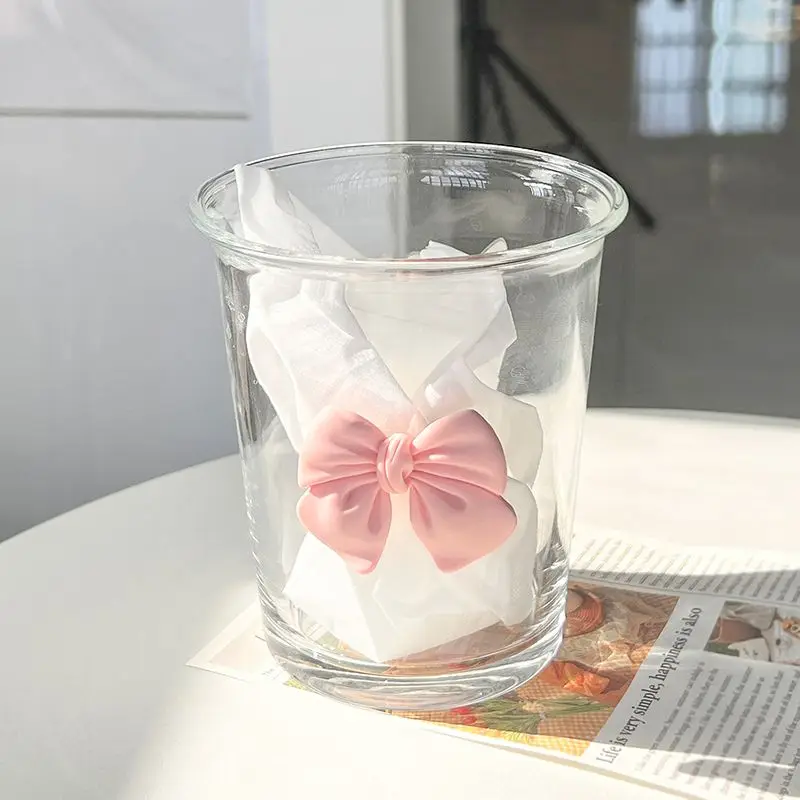 Skylety Lot De 4 Tasses En Verre Avec Nœud Rose De 355 Ml Pour Jus