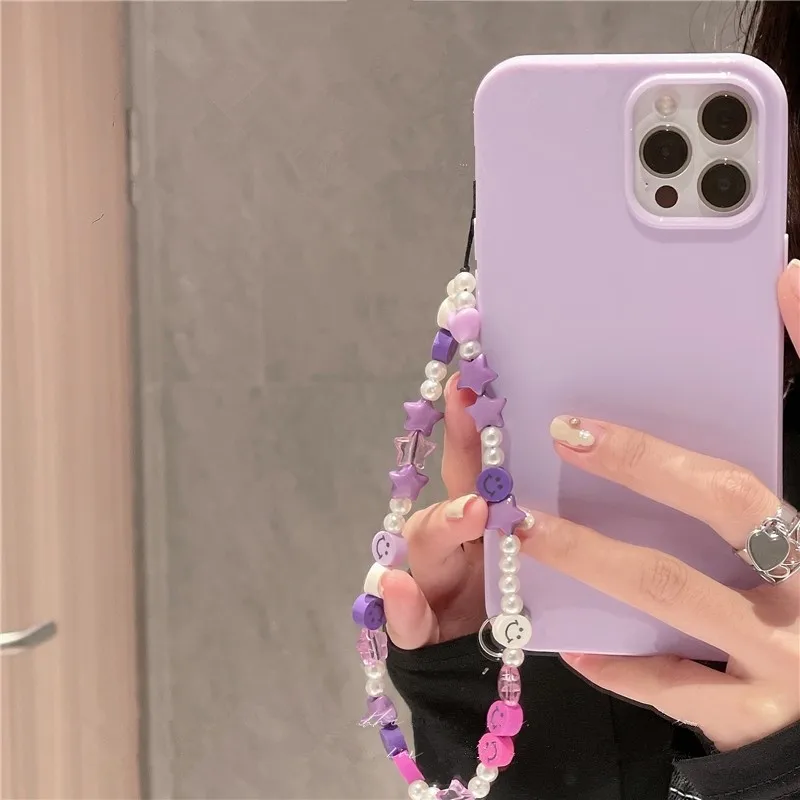 Candy Colors Star Bead Hanging Custodia Per Telefono A Catena Antiurto Per Iphone 15 14 13 Pro Max 12 11 7 8Plus X Xr Cover Posteriore Morbida Per Par