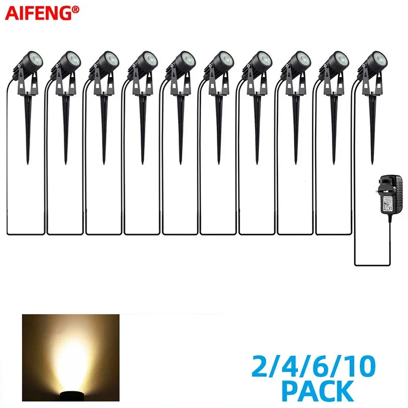 Led Garden Lights Outdoor Lawn Lamp Safety Low Voltage Street Lights IP65 Waterproof 2/4/6/10 in 1 Landscape Lighting Warm White 1