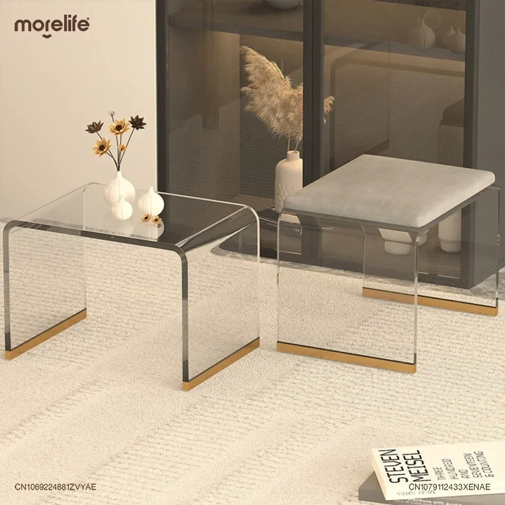 

Acrylic Clear Glass Coffee Tables Living Room Sofa Small Side Table Family Stool Change Shoes Footstool Toilet Stool Furniture