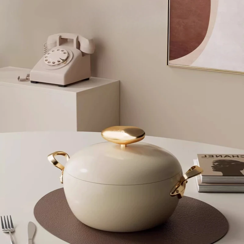Wenlun Mountain Pebble Soup Pot Household Cooking Stew Binaural Stew Pot Non-stick Pan with Titanium 0 Coating Non-stick