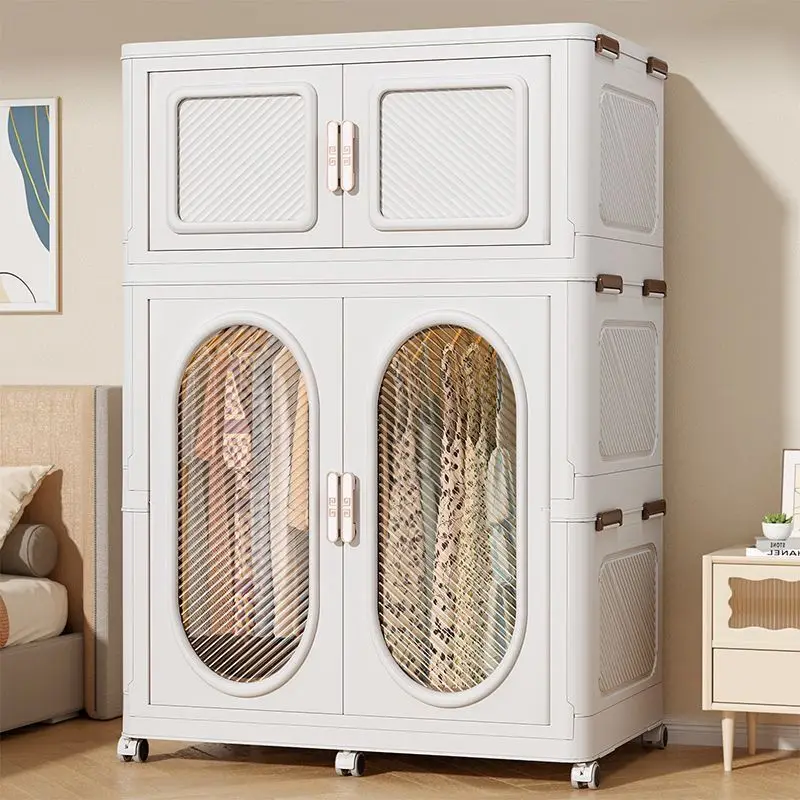 Extra Large Thick 105cm Simple Adult Wardrobe Folding Clothes Storage Cabinet Plastic Closet Organizer Box Design Style Look