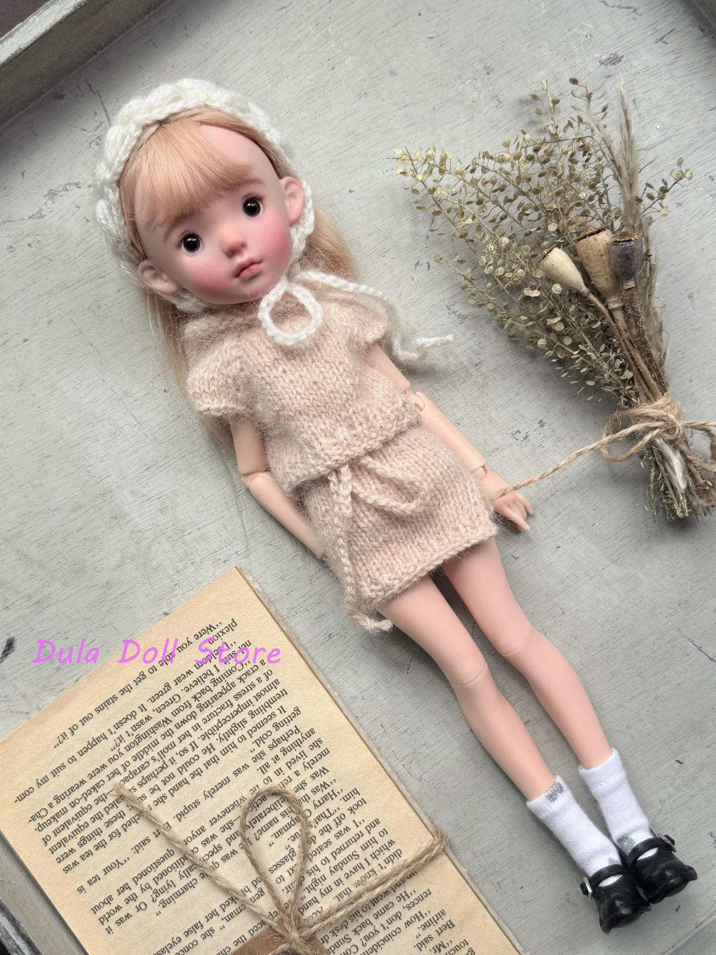 Dula 인형 옷 Blythe Landoudou Landazz ob24 ob22 Licca 1/6 인형 니트 원사 후크 및 머리띠 ? 탑스 ? 스커트