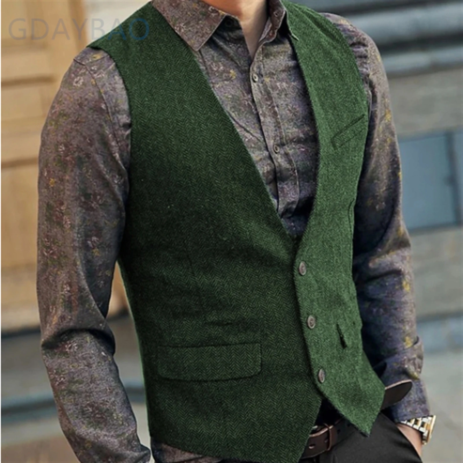 

Men Suit Vest Black Grey Wool Tweed Waistcoat Jacket Slim Fit Like Beckham Business Groomman Clothing Man For Wedding Vests