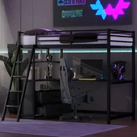 Twin Metal Loft Bed with Desk and Cabinet Loft Bed Twin Size Bed Frames Loft drawer top of wood to increase the service life. 1