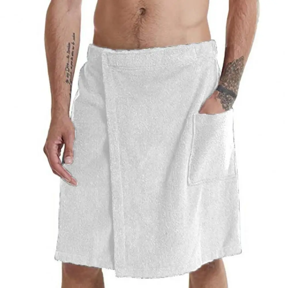 

Bath Towel Adjustable Men's Bathrobe with Elastic Waist Nightgown Homewear with Pocket for Outdoor Sports Swimming Gym Elastic