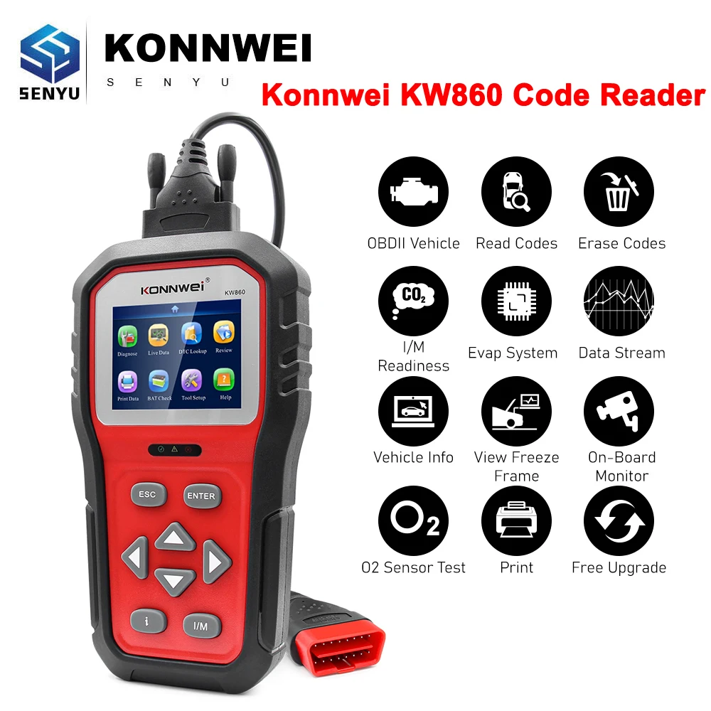 Сканер KONNWEI KW860 ODB2 с полными функциями Обновление данных в реальном времени Улучшенный из KW850 Идеально подходит для ...