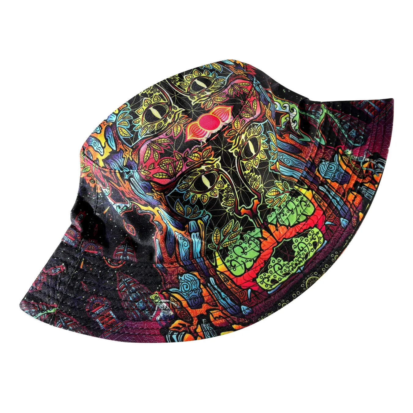 Flowerpower Peace Bike Retro Punk Hippie Fischerhut, beidseitig tragbar, künstlerisches Poster-Design, auffälliger Bucket Hat, beidseitig bedruckter Bucket Hat, Unisex-Modeaccessoire für Outdoor-Sport und Freizeit, geeignet für Festivals, Partys und Abenteuer. – Detail 18