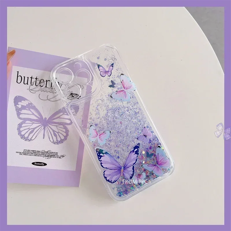 Luminous Butterfly Quicksand Transparent Phone Case