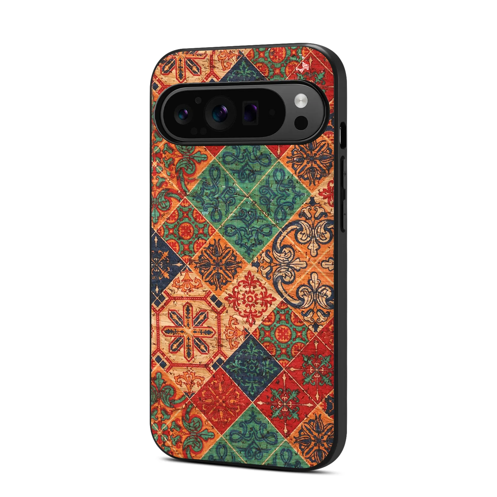 Luxury Flower Design Cork Fabric Phone Case with Synthetic PU Leather Soft Cover