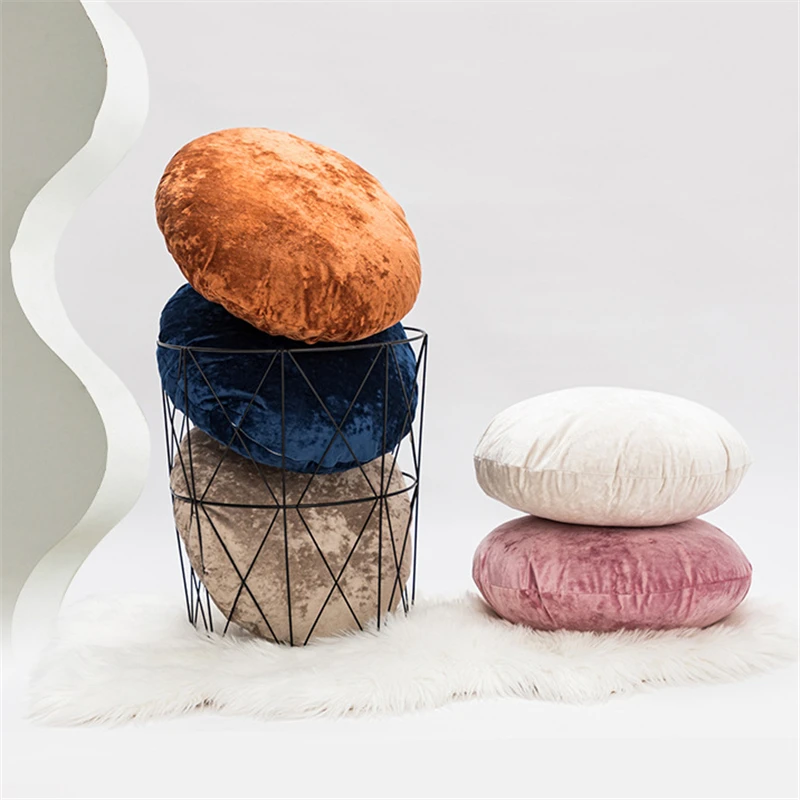 

Solid Color Round Pillow Case Home Decoration Cushion Cover Grey Pink Green Decorative Pillows for Coush Living Bed Seat 45cm