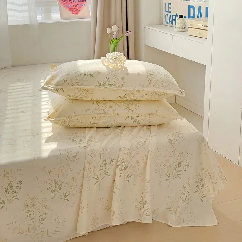 Description Picture 2 of itemWashed Cotton Flat Bed Sheet Solid Bed Cover Single Double Queen King Size Bedsheet Linens Soft Bedspread (Pillowcase Can Order)