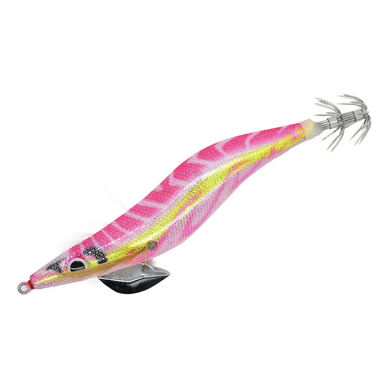 Sea.Yolo19/15g13.5cm Fishing Lure Wooden Shrimp Artificial Simulation Bait Night Fishing with Sound Ball Squid Hook Fishing Gear