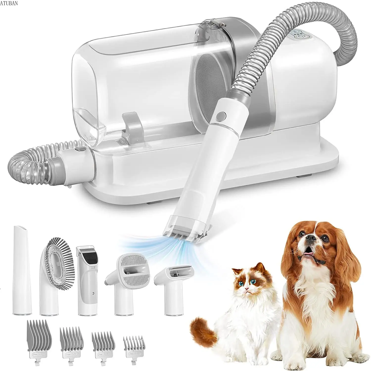 ATUBAN Pet Grooming Vacuum & Dog Grooming Kit with 2.3L Capacity Larger Pet Hair Dust Cup Dog