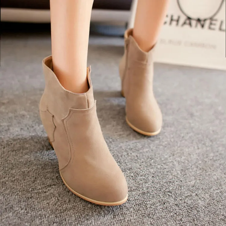 2021 New High-heeled Thick-heeled Casual Women's Boots, Wild Platform Platform Ankle Boots, Round Toe short Ankle Boots