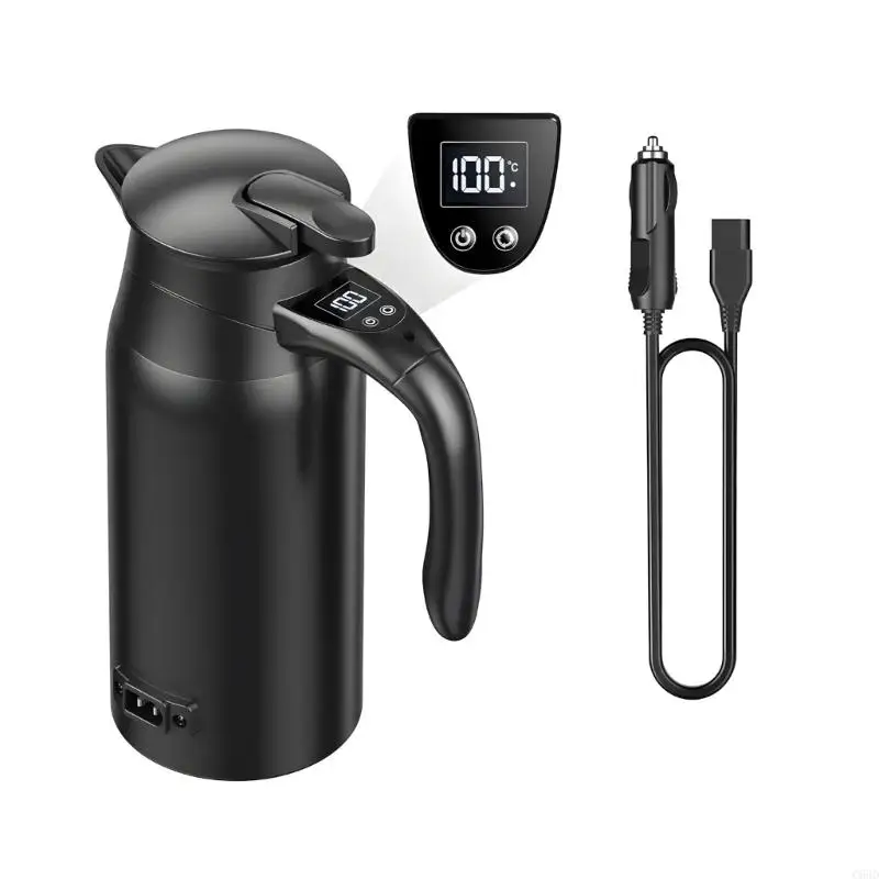 디지털 온도 모니터 12V 24V를 갖춘 C63D 스테인레스 스틸 차량 주전자 800ml
