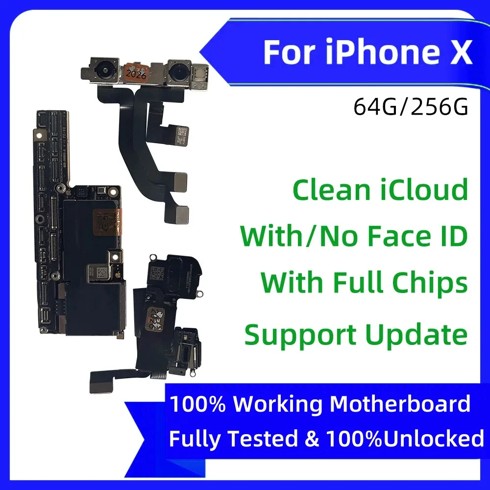 Motherboard Clean iCloud iPhone XR/ X / Xs Max Face ID unlocked Logic Board Support iOS Update Mainboard