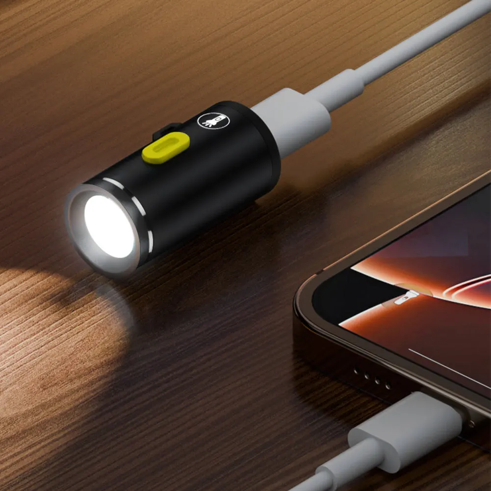 Type-C LED Pocket Keychain Flashlight Mini Flashlight Handheld Strong Light Small Torch Light Outdoor Hiking Camping Accessories led flashlight mini flashlight led flashlights mini led flashlight led torch light