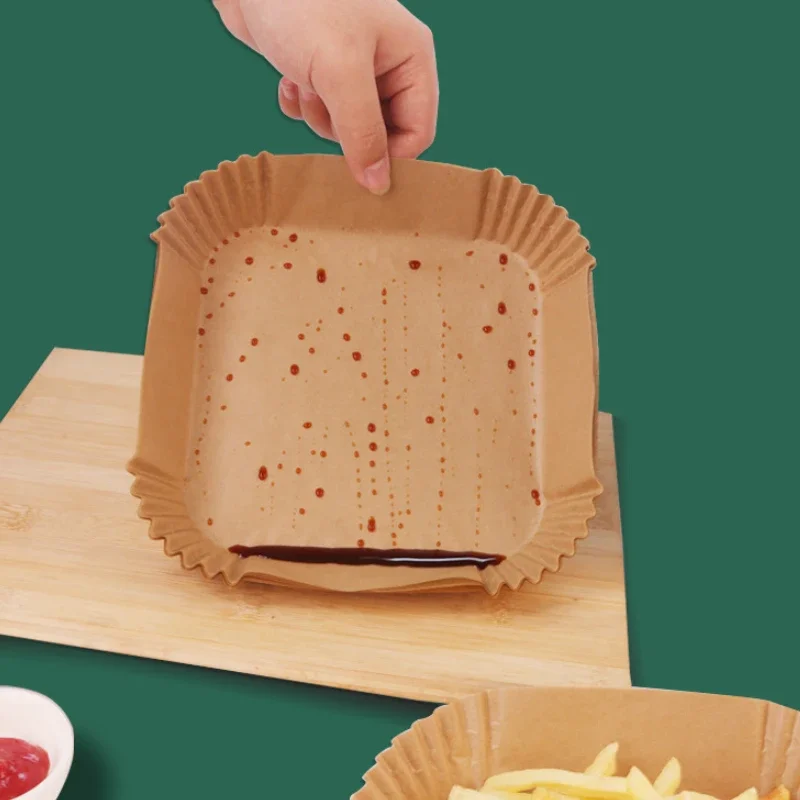 

100PCS Air Fryer Disposable Paper Liner Square Airfryer Basket Baking Pan Parchment Paper Air Fryer Accessories Barbecue Tool