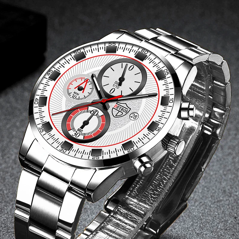 

Brand Silver Stainless Steel Quartz Men's Watches Man Calendar Fashion Sport Leather Wrist Watch Male Luminous Luxury Clock