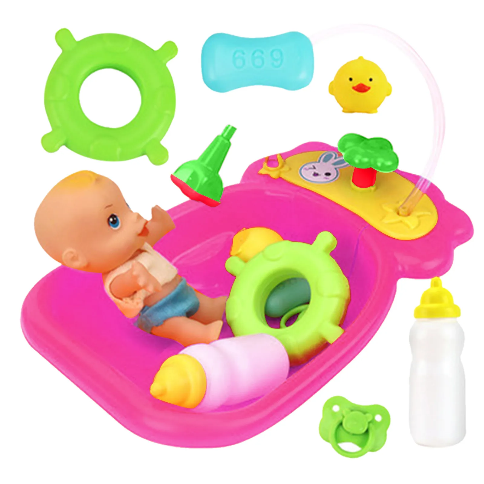 kids-plastic-bath-tub-doll-set-pretend-role-play-toy-with-shower-accessories-baby-girl-bath-doll-kids-with-toy-accessories