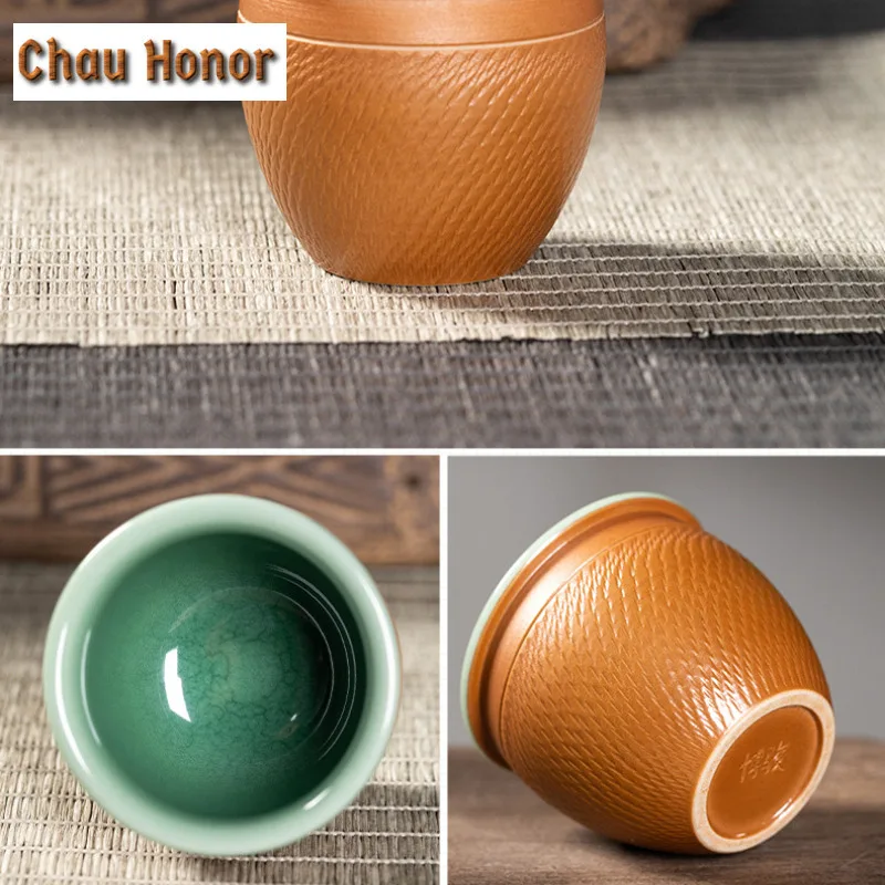 Handmade Knife Jumping Longquan Celadon Tea Set Complete Set Creative Tea Ceremony Set Teapot and Tea Cup Set Teaset Collection