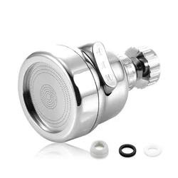 Versatile 360° Swivel Kitchen Faucet Aerator with Adjustable Dual-Mode Sprayer and Water-Saving Nozzle (Sliver)