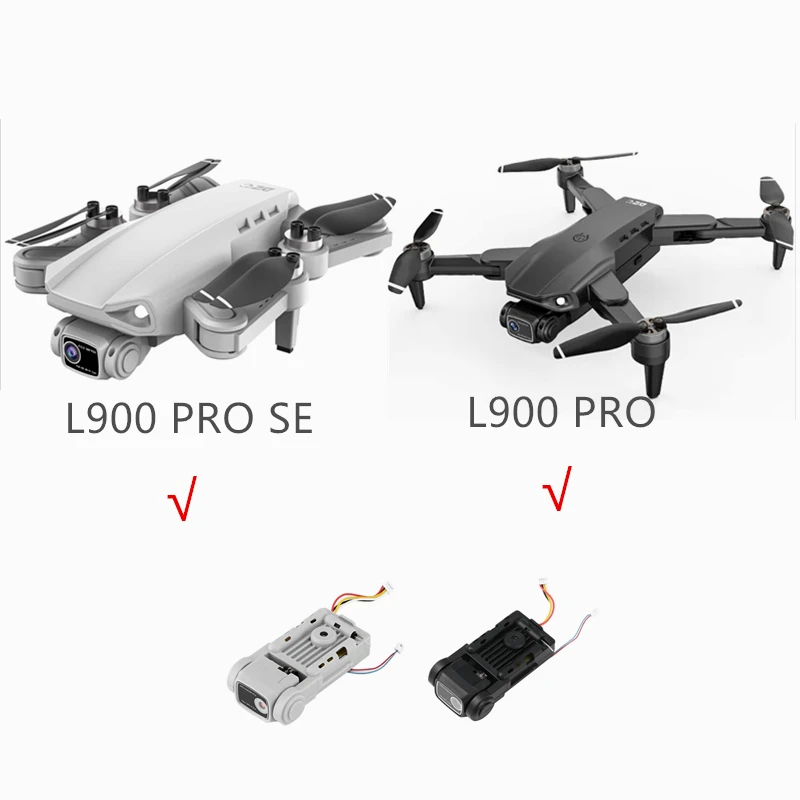 Caméra de drone L900 PRO avec câble de connexion, prête à être installée.