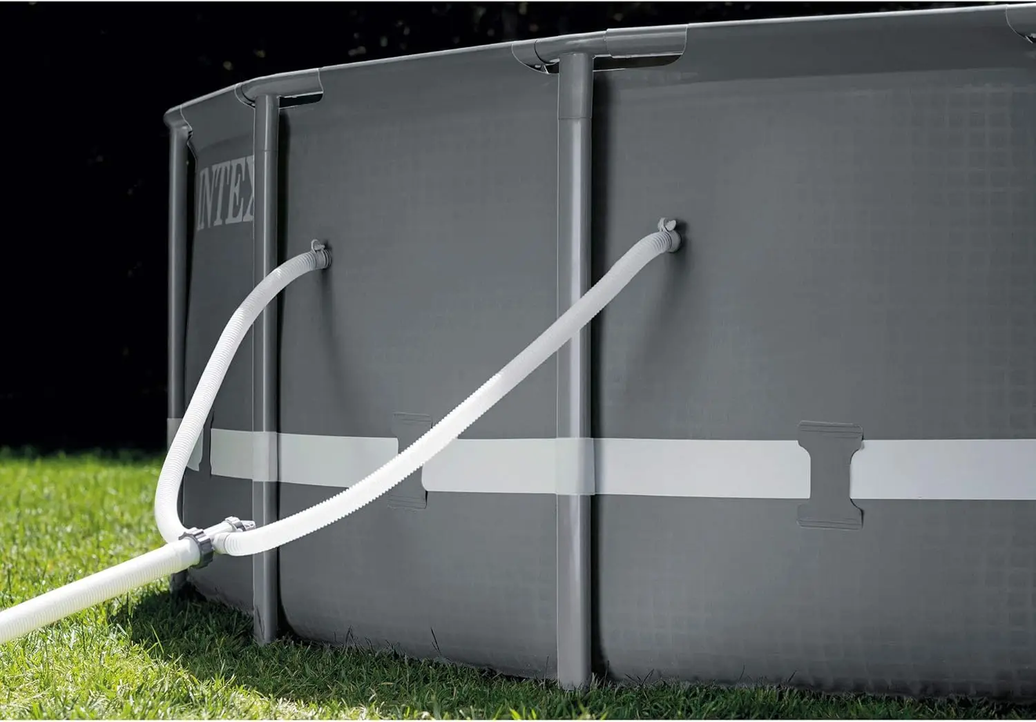 Frame 18' x 52" Above Ground Swimming Pool with Sand Filter Pump, Ladder, Cover, & Maintenance Accessory Kit wit
