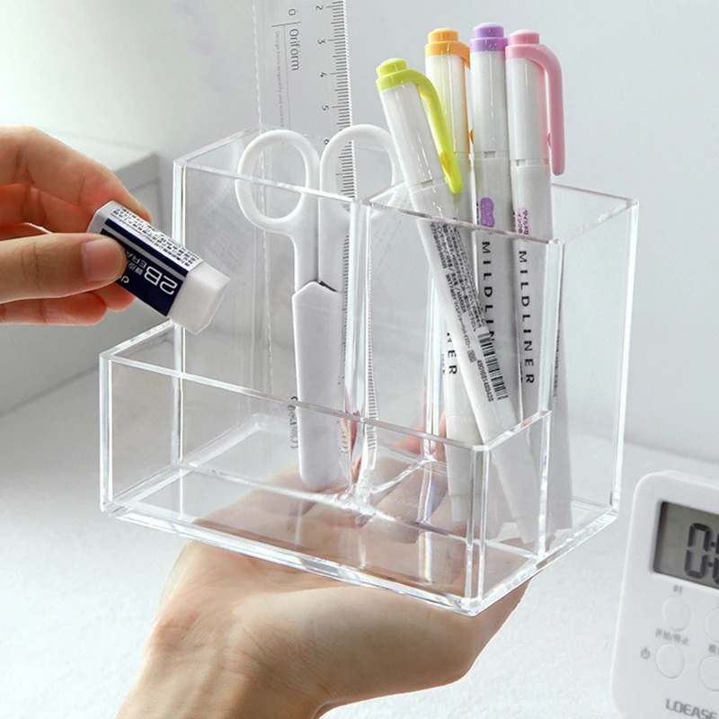 100% new brand and high-quality  Makeup Box Make Up Brush Bucket Cosmetic Organizer Student Desk Pen Container Storage Box 4
