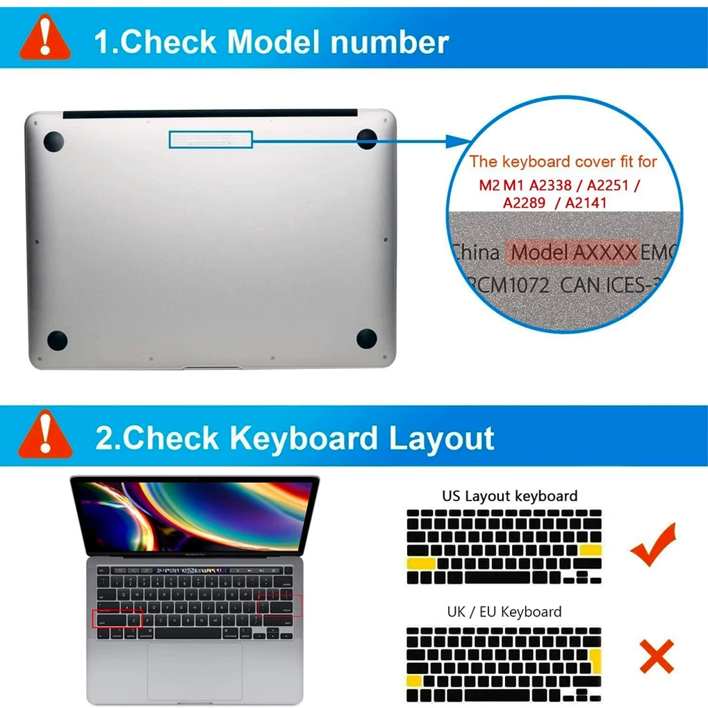 Silicone Keyboard Cover for MacBook Pro 13-inch M2 A2338 A2289 A225/ MacBook Pro 16-inch A2141 with Touch ID