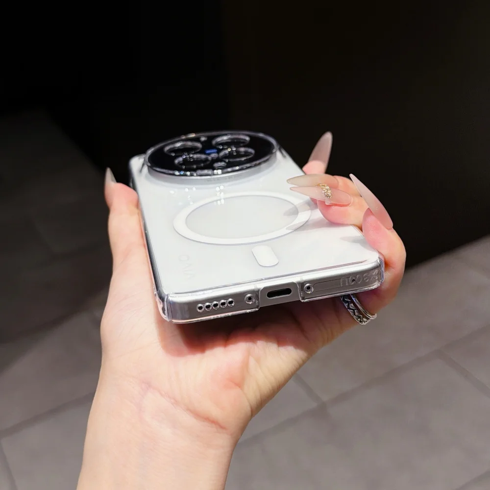 Luxury HD Clear Magnetic Phone Case with Shockproof Bumper Cover and Wireless Charging Compatibility