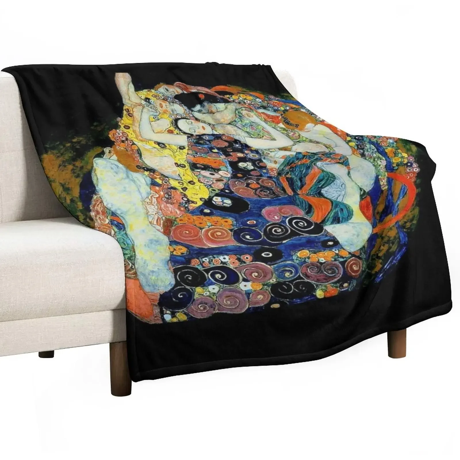 

New MAIDENS : Vintage Gustav Klimt Oil Painting Print Throw Blanket manga Soft Plaid Luxury Designer Weighted Blankets