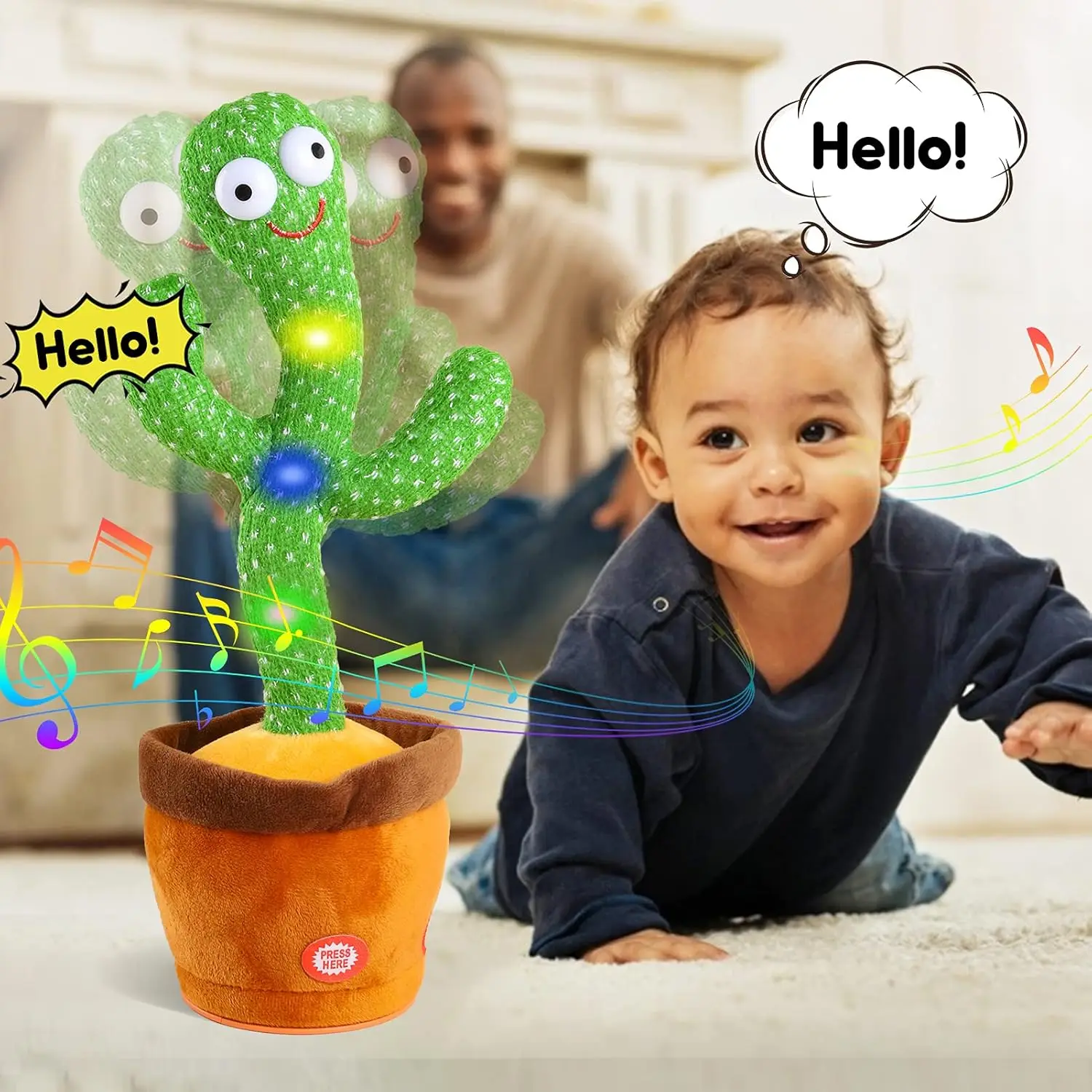 Cactus toys for children who can dance and spea Sunshine cactus electronic luminous plush toys with 120 English songs Smart toy