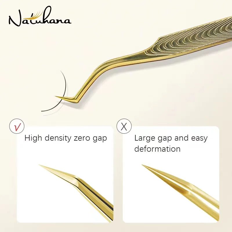 NATUHANA Professional for 3D Tweezers Stainless Steel Volume Eyebrow Tweezer False Eyelash Extension Tweezers for Makeup Tools