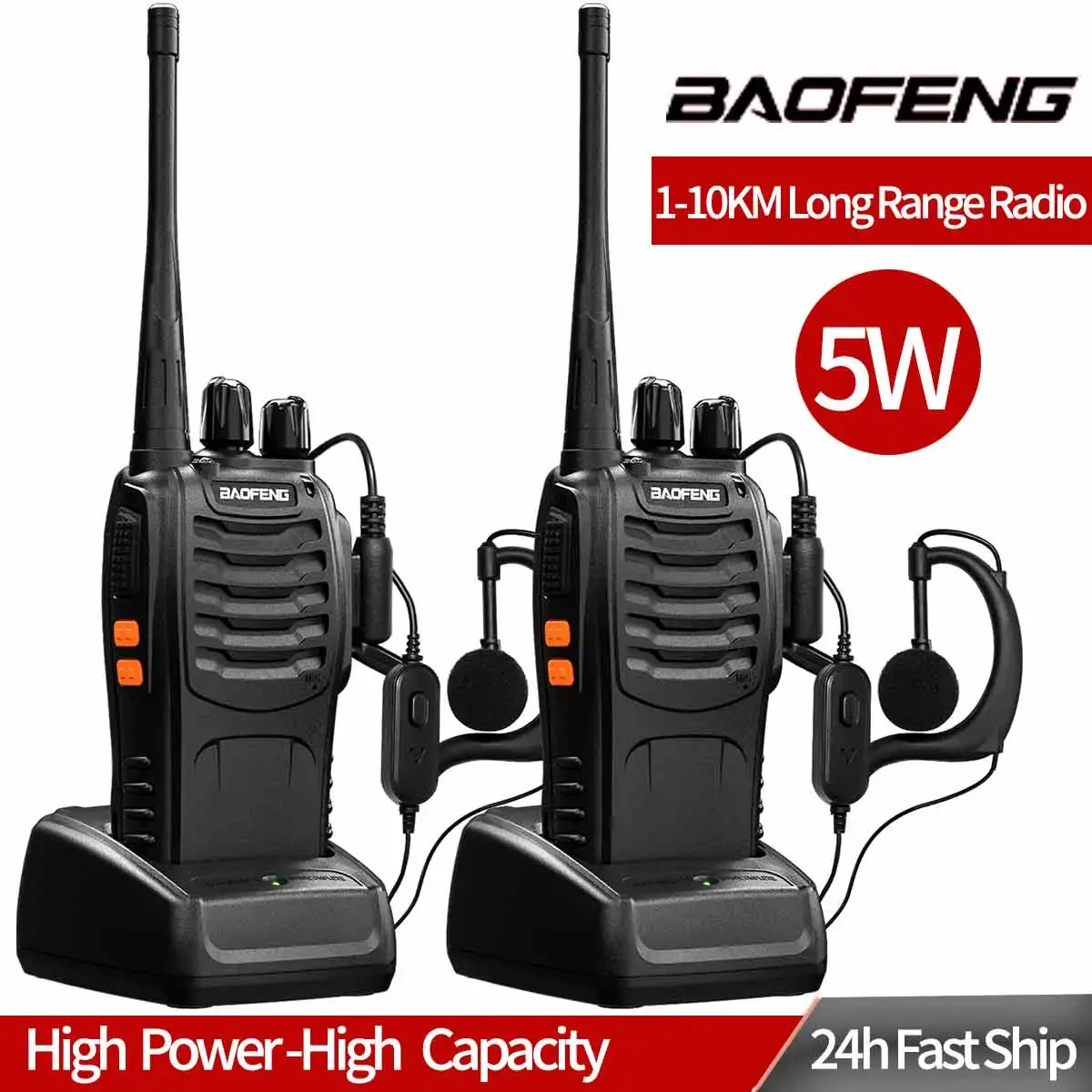 1/ 2 sztuk Baofeng BF-888S Walkie Talkie 888s UHF 5W 400-470MHz BF888s BF 888S H777 daleki zasięg Two Way Radio do polowania hotel