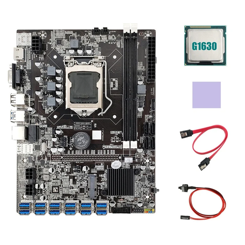 budget gaming pc motherboard B75 ETH Mining Motherboard+G1630 CPU+Switch Cable+SATA Cable+Thermal Pad LGA1155 12 PCIE to USB DDR3 B75 USB Motherboard best chipset for gaming pc