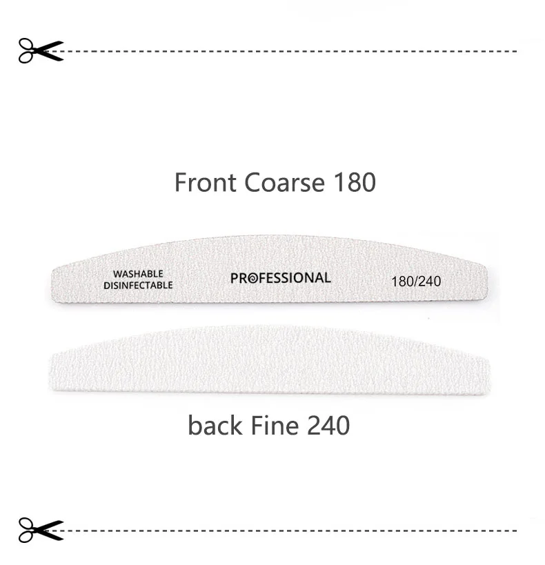 5Pcs/Lot Semilunar Manicure Files 4mm 100 180 240 Nail Files