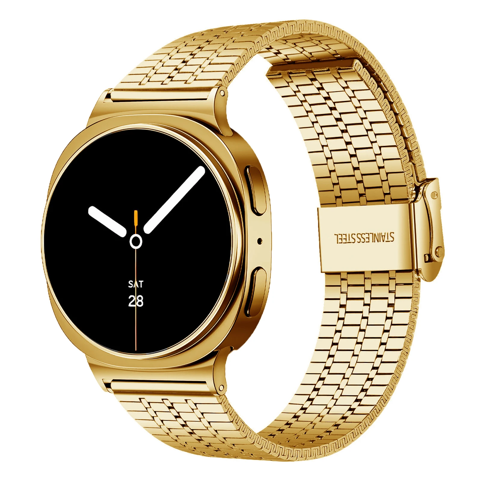 Stainless Steel Seven-Bead Strap with Double Safety Buckle