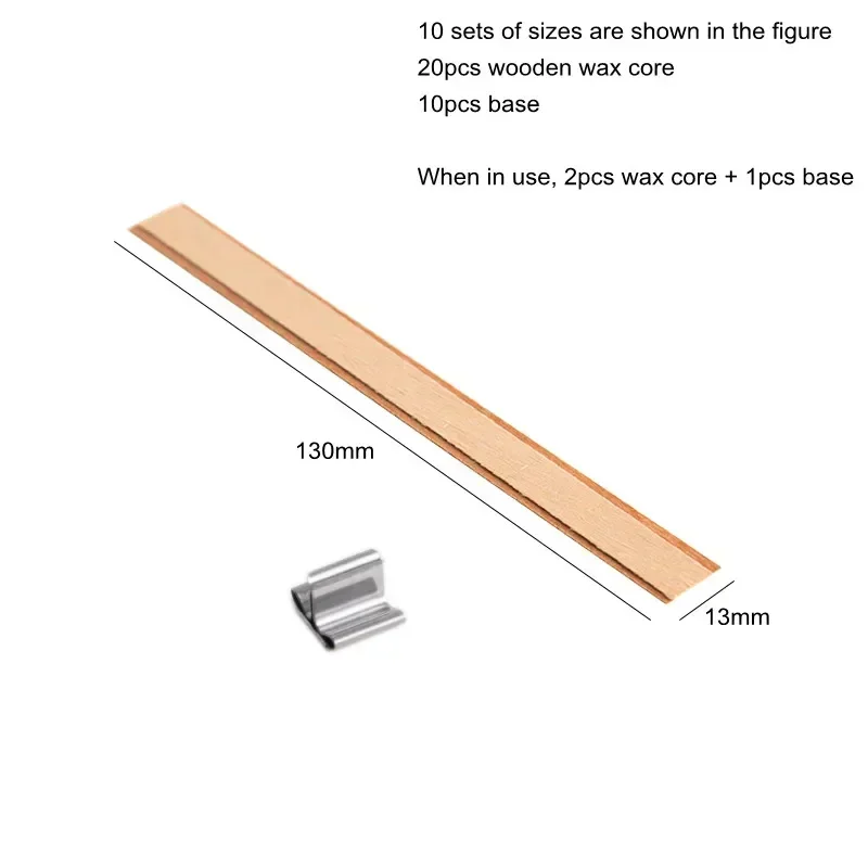 Natural Wooden Candle Wicks with Clips for Jar Candle Crafting - Smokeless and Handmade Core