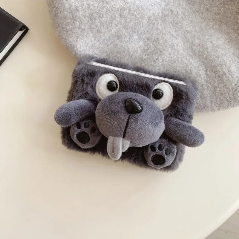 Japanese Korean Little Black Bear Plush Phone Case