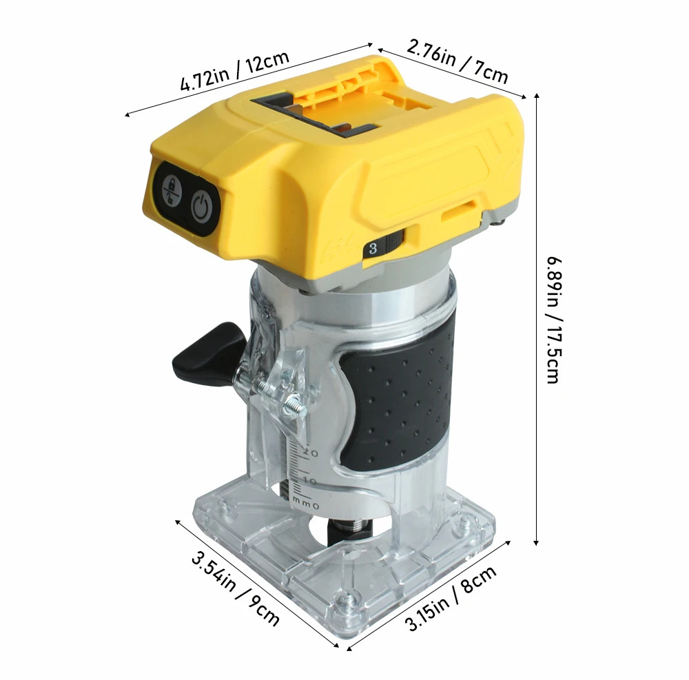 2000W Electric Router 21V Brushless Trimmer Heavy Duty Woodworking Engraving Tri